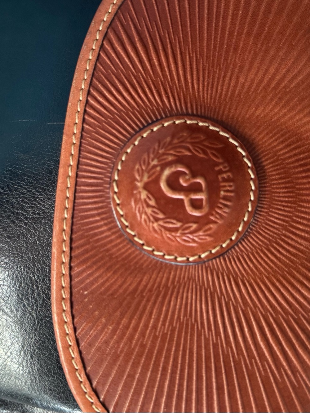 Perlina Tan-Brown Leather Messenger Crossbody